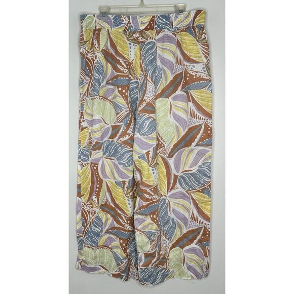 C&C California Womens 100% Linen Pull On Cropped Wide Leg Pants Size XL - Picture 6 of 6